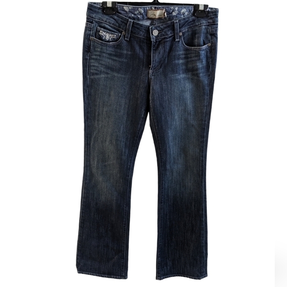 Paige premium denim jeans size 28.  Dark blue colour boot cut. - Picture 2 of 6